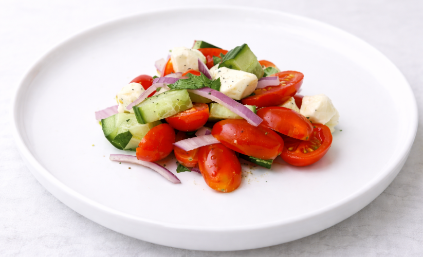Fresh Cucumber Tomato Salad with Mozzarella